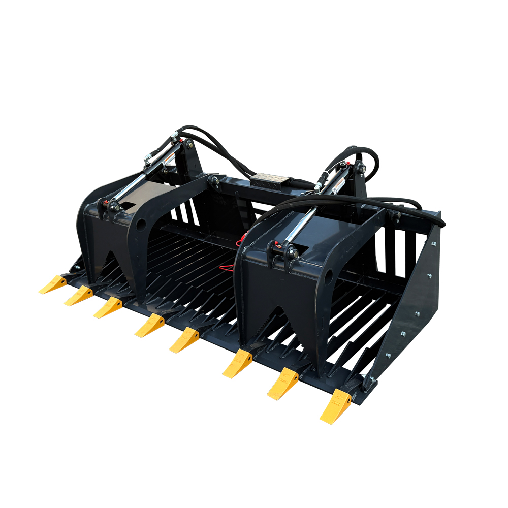 72in Skeleton Rock Grapple Rake Skid Steer Attachments Bucket 