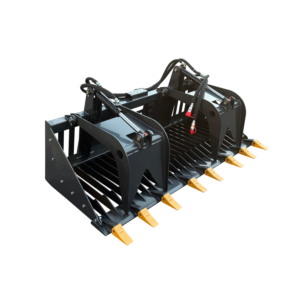 72in Skeleton Rock Grapple Rake Skid Steer Attachments Bucket 