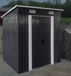 6*4 FT Galvanized Metal Pent Shed W / Skylight