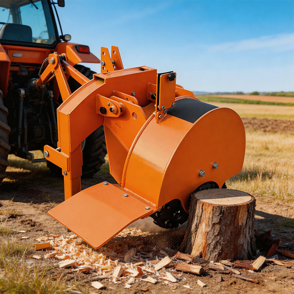 24" PTO Stump Grinder for Category 1 Tractors &ndash; 3 Point Hitch Attachment with Hydraulic Flywheel