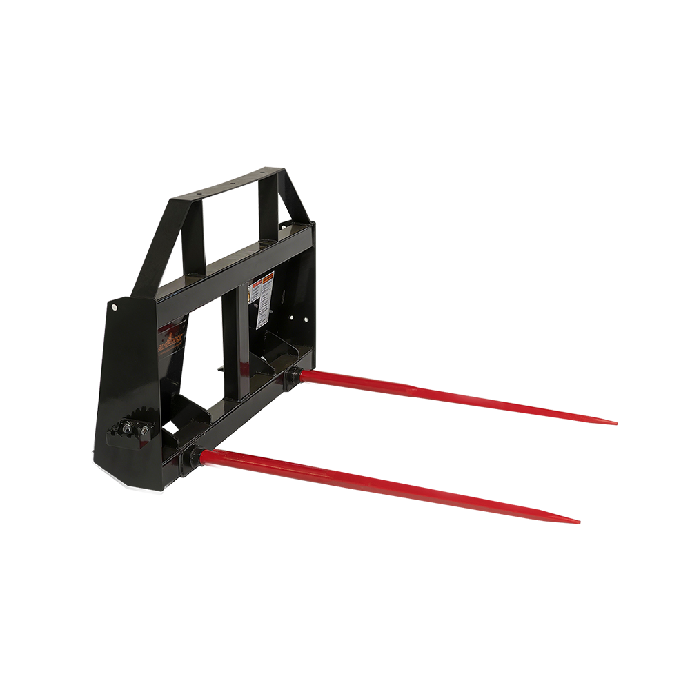 Landhonor 49&rdquo; Double Tine Skid Steer Hay Bale Spear for Large Round and Square Bales, 2500 lbs Lift Capacity Fits Universal Quick Attach Loader