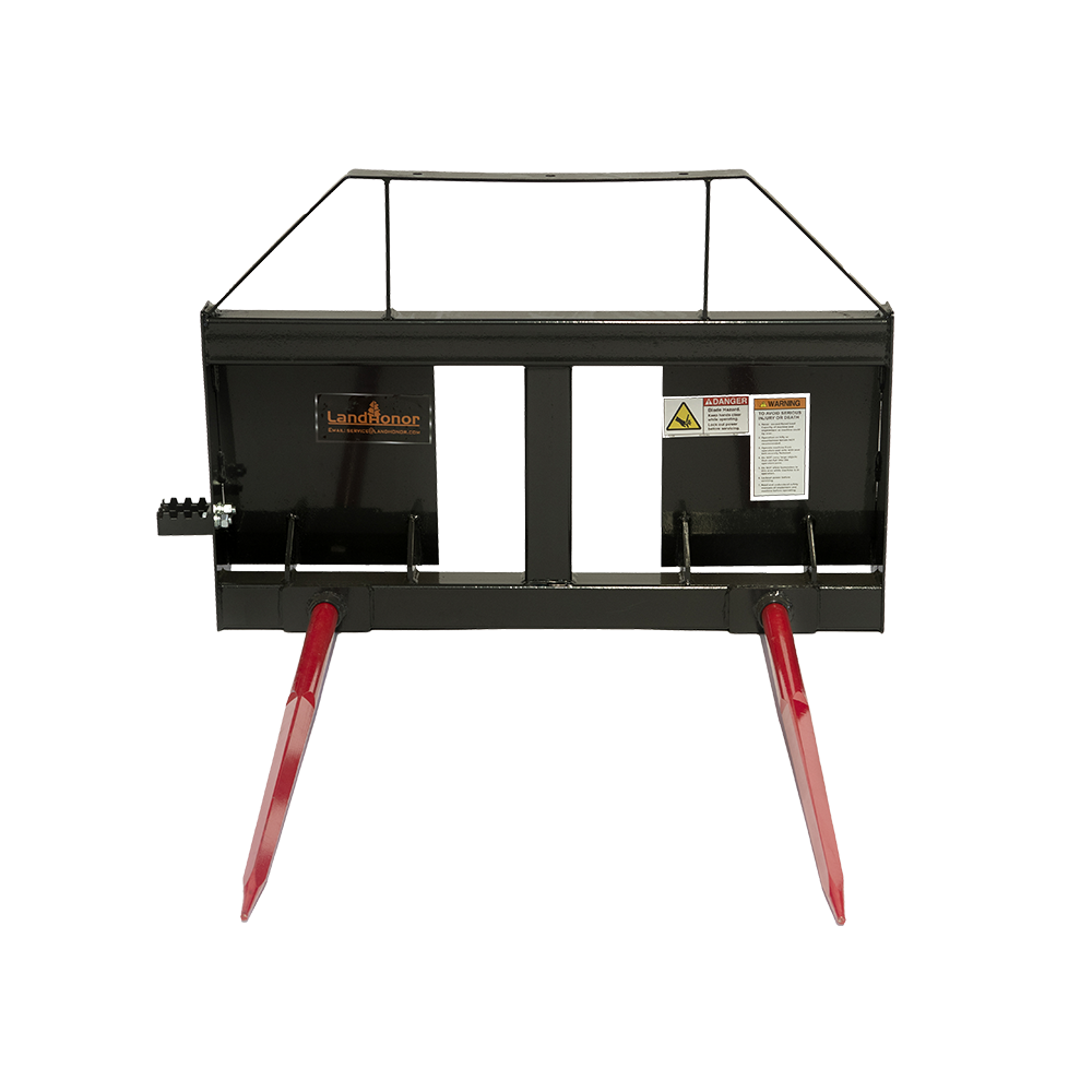 Landhonor 49&rdquo; Double Tine Skid Steer Hay Bale Spear for Large Round and Square Bales, 2500 lbs Lift Capacity Fits Universal Quick Attach Loader