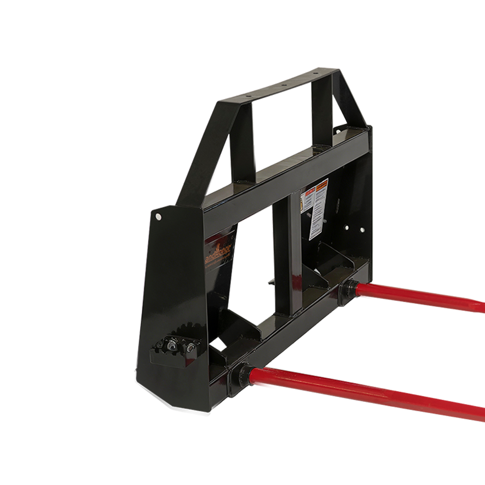 Landhonor 49&rdquo; Double Tine Skid Steer Hay Bale Spear for Large Round and Square Bales, 2500 lbs Lift Capacity Fits Universal Quick Attach Loader