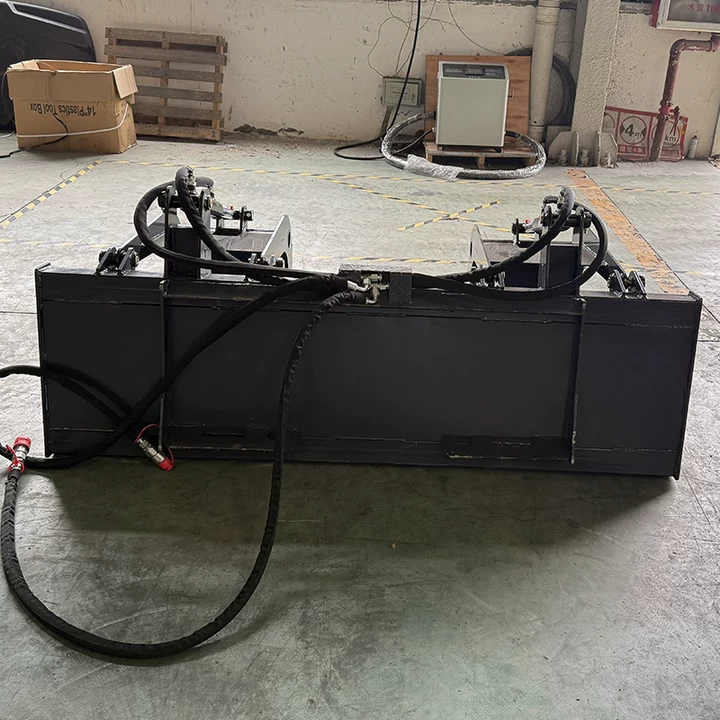 72" Skid Steer Solid Bottom Grapple Bucket, Dual Cylinder Hydraulic Attachment